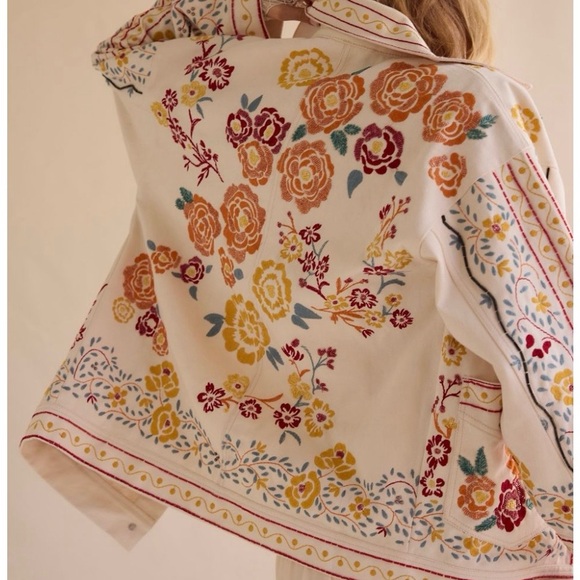 We The Free Cream Floral Embroidered Blazer - Picture 2 of 8